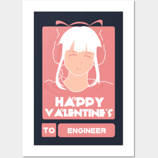 Girls in Happy Valentines Day to Engineer Posters and Art